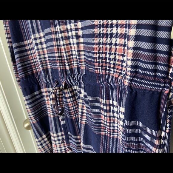 Plaid tie front tunic dress with elastic waist - Picture 9 of 16